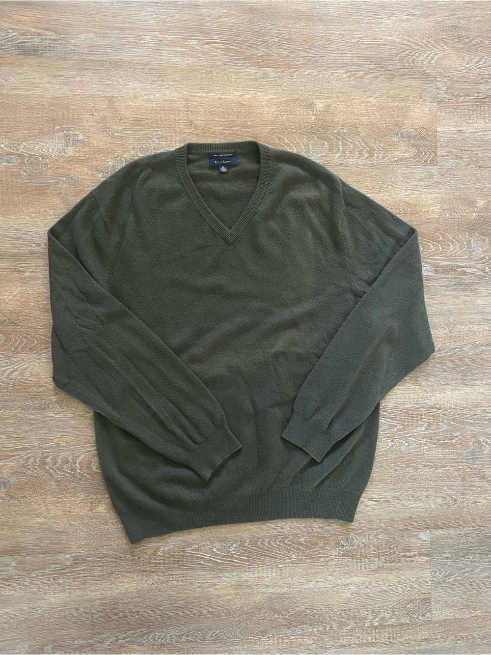 Club Room 100% Fine Cashmere Green V-Neck Sweater | Men’s XL